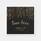 Black and Gold Confetti Dots Serviette (Vorderseite)