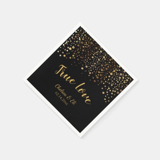 Black and Gold Confetti Dots Serviette (Ecke)