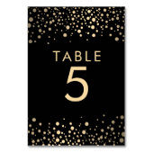 Black and Gold Confetti Dots Tischnummer (Rückseite)