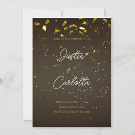 Black and Gold Confetti Einladung zur Hochzeit