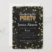 Black and Gold Confetti Imitate Glitzer Bacheloret Einladung (Vorderseite)