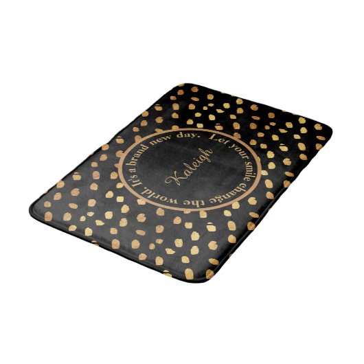 Black and Gold Confetti Inspiration Bath Mat Badematte (Schrägansicht)