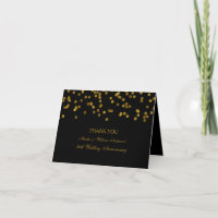 Black and Gold Confetti Jubiläum Dankeschön Karte