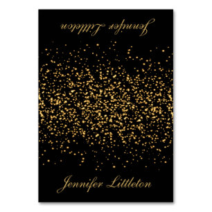 Black and Gold Confetti   PLATZKARTEN Tischnummer
