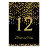 Black and Gold Confetti | Tischkarte Tischnummer (Rückseite)