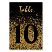 Black and Gold Confetti Tischnummer (Rückseite)