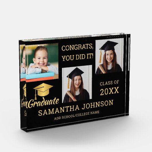 Black And Gold Congrats Grad 2025 3 Image Collage Fotoblock (Links)