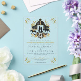 Black and Gold Country Wedding Acryleinladungen