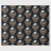 Black and Gold Crystal Ball Pattern Halloween Geschenkpapier (Flach)