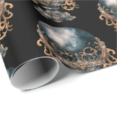 Black and Gold Crystal Ball Pattern Halloween Geschenkpapier (Rolleneckpunkt)