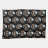 Black and Gold Crystal Ball Pattern Halloween Geschirrtuch (Horizontal)