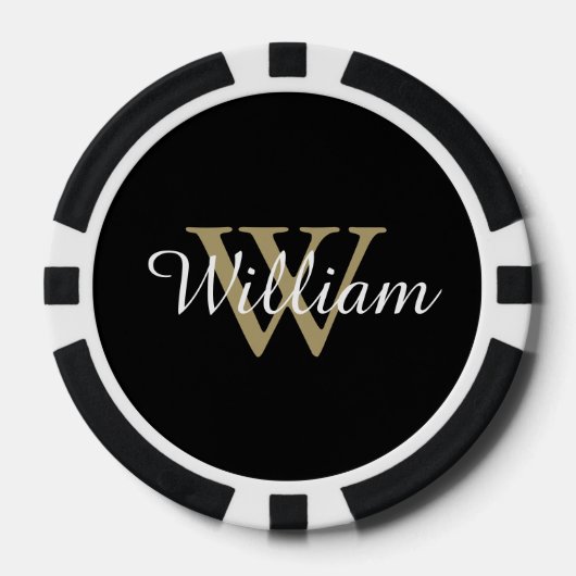 Black and Gold Custom Monogram Name and Initial Pokerchips (Vorderseite)