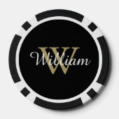Black and Gold Custom Monogram Name and Initial Pokerchips (Rückseite)