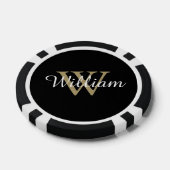 Black and Gold Custom Monogram Name and Initial Pokerchips (Einzeln)