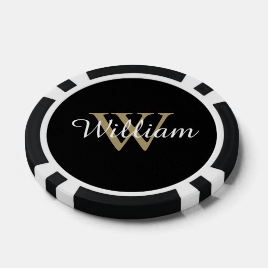 Black and Gold Custom Monogram Name and Initial Pokerchips (Einzeln)