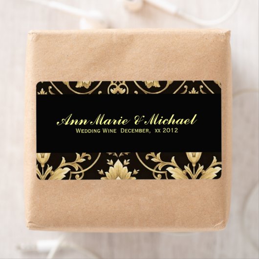 Black and Gold, Custom Wedding Wine Label (Insitu)