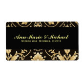 Black and Gold, Custom Wedding Wine Label (Vorne)