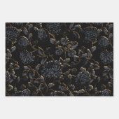 Black and Gold Dahlias Floral Geschenkpapier Set (Vorderseite)