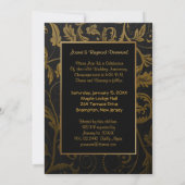 Black and Gold Damask 50. Hochzeitstag Einladung (Rückseite)