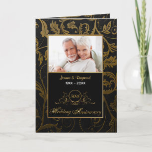 Black and Gold Damask 50. Hochzeitstag Einladung