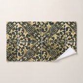 Black and Gold Damask Badhandtuch Set (Handtuch)
