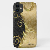 Black and Gold Damask Case-Mate iPhone Hülle (Rückseite)