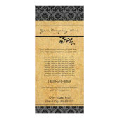 Black and Gold Damask Rack Card Werbekarte (Vorne)