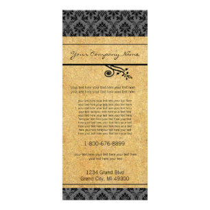 Black and Gold Damask Rack Card Werbekarte