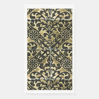 Black and Gold Damask Serviette