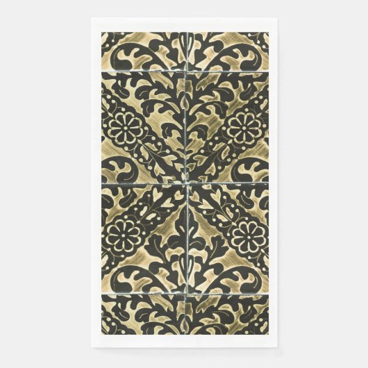 Black and Gold Damask Serviette (Vorderseite)