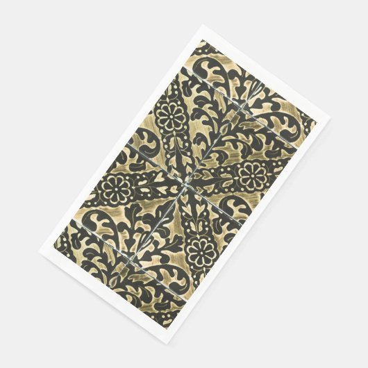 Black and Gold Damask Serviette (Ecke)