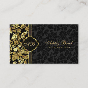 Black and Gold Damask Visitenkarte
