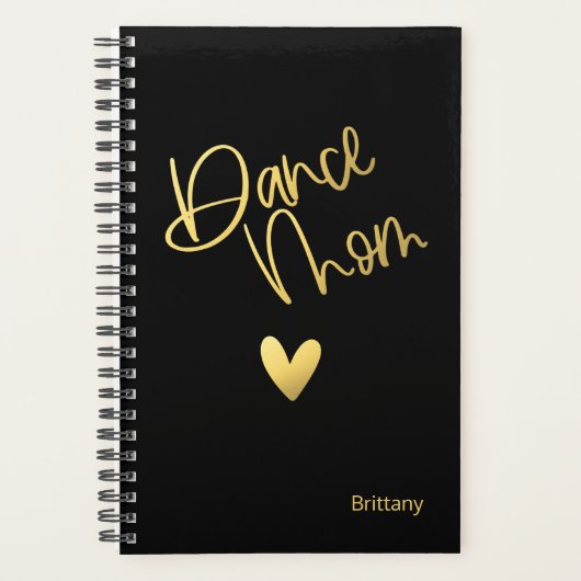 Black and Gold Dance Mama Personalisiert Planer (Vorderseite)
