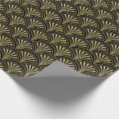 Black and Gold Deko Fans Muster Geschenkpapier (Ecke)