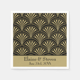 Black and Gold Deko Fans Personalisiert Serviette