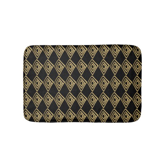 Black and Gold Diamond Doodles Badematte (Vorderseite)