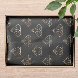 Black and Gold Diamond Elegante Hochzeitsfeier Ver Seidenpapier
