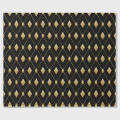 Black and Gold Diamond Geschenkpapier (Flach)