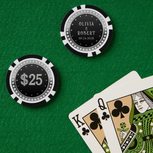 Black and gold diamonds wedding poker chips (Pokertisch (doppelt))