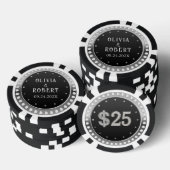 Black and gold diamonds wedding poker chips (Stapel)