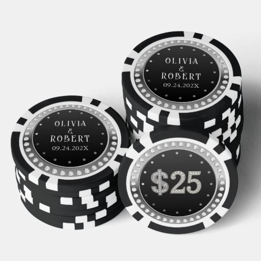 Black and gold diamonds wedding poker chips (Stapel)
