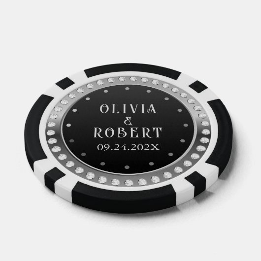 Black and gold diamonds wedding poker chips (Einzeln)