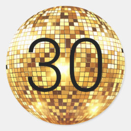 Black and Gold Disco Ball Glam 30. Geburtstag Part Runder Aufkleber