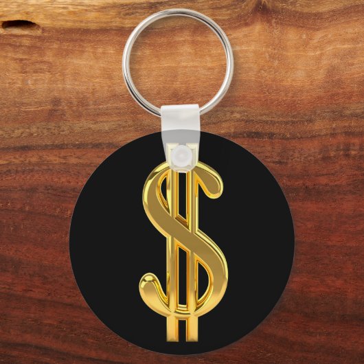 Black and Gold Dollar Sign Schlüsselanhänger (Vorderseite)