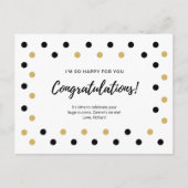 Black and Gold Dots Herzlichen Glückwunsch Postkarte (Vorderseite)