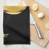 Black and Gold Dynamic Stripe Geschirrtuch (Viertel Falte)