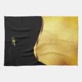 Black and Gold Dynamic Stripe Geschirrtuch (Horizontal)