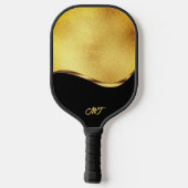 Black and Gold Dynamic Stripe Pickleball Schläger (Rückseite)