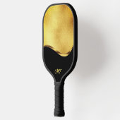 Black and Gold Dynamic Stripe Pickleball Schläger (Links)