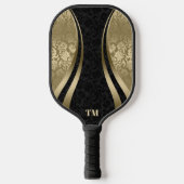 Black and Gold Dynamic Stripes Damasks Pickleball Schläger (Vorderseite)